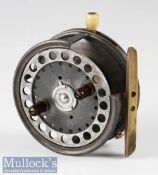 Hardy Bros Alnwick 3 1/4” Silex No2 casting reel internally stamped J D, twin handle, ivorine on/off