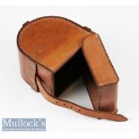 Good Leather Block D shaped reel case – overall 4” x 2” c/w leather strap ideal for 3 7/8” Perfect