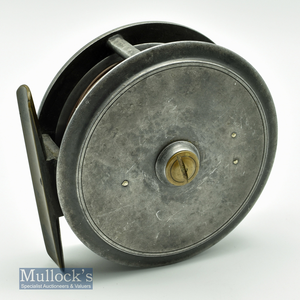 Unnamed London 4” heavy alloy Salmon fly reel with a smooth brass foot, very nice sounding smooth - Image 2 of 2