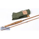 Trout Fly rod: C Farlow & Co, Ltd London split cane trout fly rod – 8ft 2pc with amber agate lined