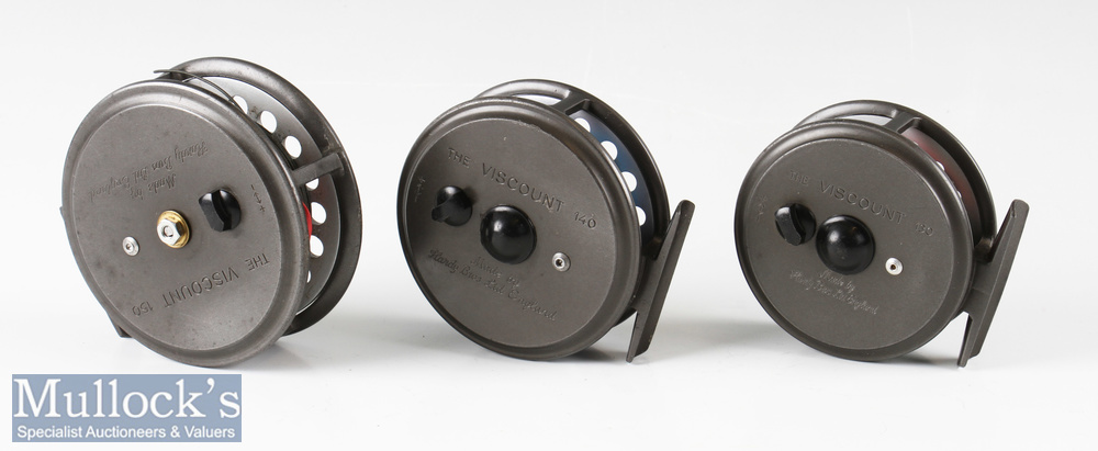 3x Hardy Bros Viscount alloy fly reels to include 150, 140 and 130 models the 150 model appears with - Image 2 of 2