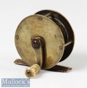 Early Chas Farlow 2 3/8” all brass fly reel engraved 191 Strand London to face, raised gear