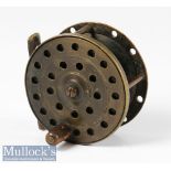 Interesting 2 7/8” all brass fly reel marked ‘Expressly Made in England Banerjee & Co’ to the