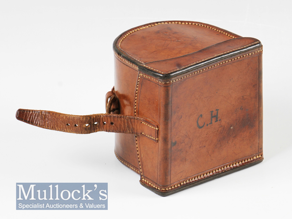 C Farlow & Co London leather D block reel case internally measures 3 ½” length, 2” width, with - Image 2 of 3