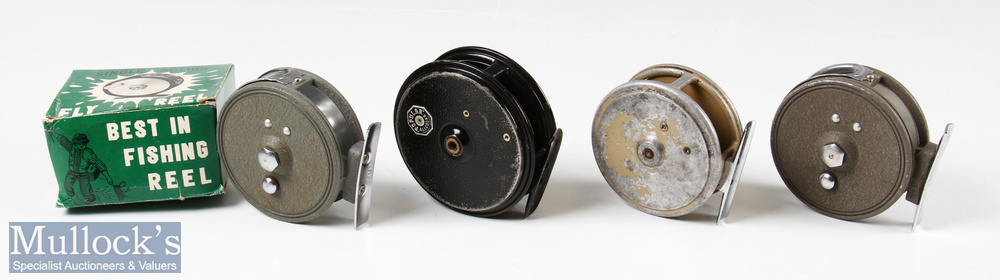 Various fly reels to include a single action 3” fly reel marked Japan to foot in box appears unused, - Image 2 of 2