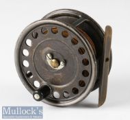 Hardy Bros Alnwick 3.75” Uniqua Dup Mk II wide drum alloy salmon fly reel with smooth brass foot,