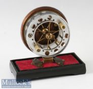 Fine Reproduction 'Allcocks Coxon Aerial' 3 ½” centre pin reel with a brass star back