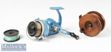 2x Interesting Redditch Reels to incl’ Milwards Nottingham wooden and brass strap back reel 3” dia