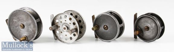 Various Early Fly Reels incl’ Ogden Smiths 3” centrepin with perforated drum, another marked