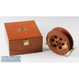 Reuben Heaton 6” Scarborough Limited Edition Mahogany Reel with scalloped brass spine, in mahogany