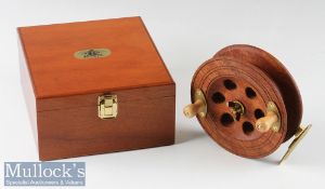 Reuben Heaton 6” Scarborough Limited Edition Mahogany Reel with scalloped brass spine, in mahogany