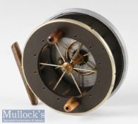 Very Scarce Allcocks ‘Rollerback’ 4 ½” Aerial centre pin reel ebonite and nickel silver bound