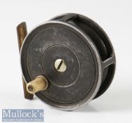 Allcocks The Ousel 2 ¾” Fly Reel white handle with single locking screw to front, smooth brass foot,