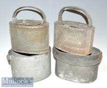 2x Live bait kettle tins both oval shaped measuring approx. 25x19x17cm approx. both with inner
