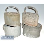 2x Live bait kettle tins both oval shaped measuring approx. 25x19x17cm approx. both with inner