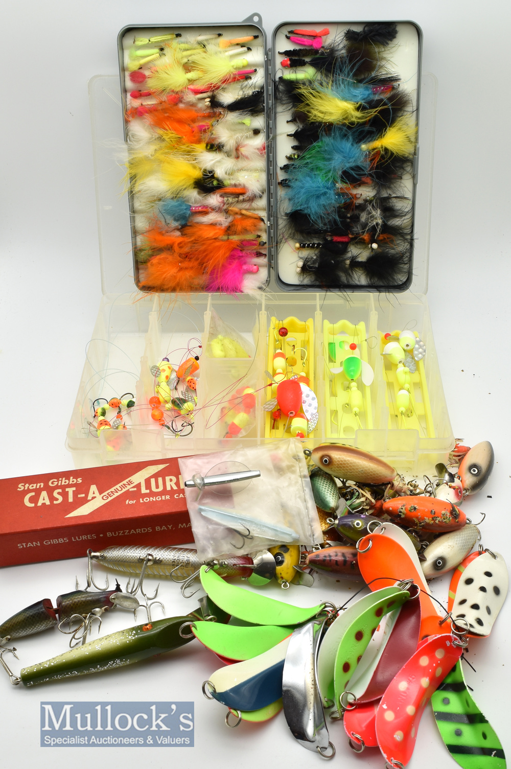 Fishing accessories including baby doll lures, surface lures, floats, spoons, other lures etc (Qty)