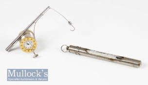 Hardy Bros Alnwick Thermometer in nickel silver (broken glass) together with a Breeze Collection
