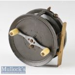 4 ½” Dingley ‘silex style’ casting reel marked internally D8, twin handles, smooth brass foot, rim