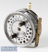 Hardy Bros England 4” silex major alloy casting reel brass ribbed foot, twin handles, marked T.A