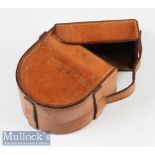Good Leather Block D shaped reel case – overall 4” x 2” c/w leather strap ideal for 3 7/8” Perfect