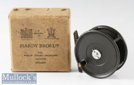 Hardy Bros England 4” Uniqua alloy fly reel with ribbed brass foot, quick release two screw latch,