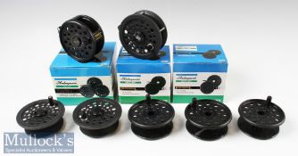 Shakespeare Redditch 2755 3 ½” fly reel and two spare spools in black finish in box together with