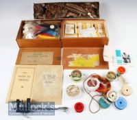 Boxed Veniard Salmon Fly Tying Kit to include a Veniard vice with clamp, a selection of feathers