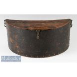 Victorian Demi-Lune wooden fishing creel with hinged lid, measures 34x13x15cm approx. appears with