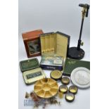 Fly tying accessories to include an unnamed table fly tying vice measures 30cm heigh, together