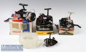 Various spinning reels to include Angler 25 sea reel with box plus a Daiwa No.7300 with box sticks