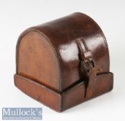 C Farlow London leather D block reel case internally measures 4” length, 2.5” width, with broken