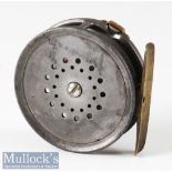 Early check 1911 Hardy Bros Alnwick 3 3/8” perfect alloy fly reel marked W internally to backplate,