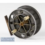 Good S Allcock Aerial 4” alloy centre pin reel with maker’s circular logo, reg patent no 689467,