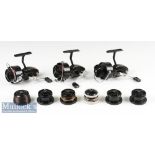 Mitchell Garcia 300 Spinning Reels and Spools (9) incl 3x LHW reels, all with light signs of use,