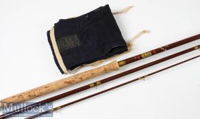 Salmon Fly Rod: Hardy “Salmon Fly” Fibalite fly Rod-12’6” 3pc line 9# with amber Agate lined butt