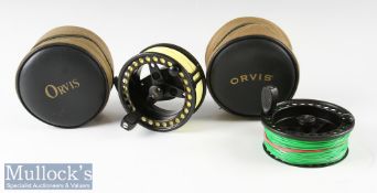 Orvis Battenkill 7/8 large arbour fly reel and spare spool in black, counter balance weights,