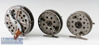 Grice and Young 4 ¼” Avon Crown trotting reel with some damage apparent, together with another