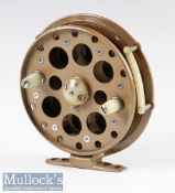 Grice and Young Golden Eagle Narrow Drum Centrepin Reel. 4 3/8in with alloy drum and white nylon