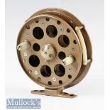 Grice and Young Golden Eagle Narrow Drum Centrepin Reel. 4 3/8in with alloy drum and white nylon