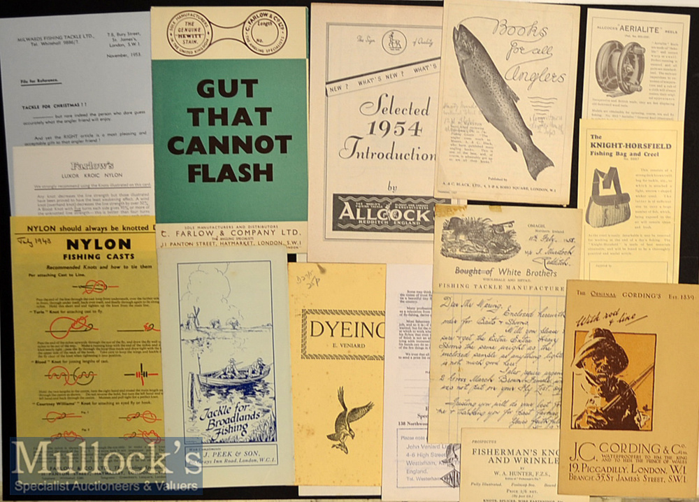 Interesting collection of fishing ephemera from the 1950s (15) – Selection of various retailers