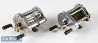 2x Hardy Bros Alnwick Elarex multiplier reels twin handled, level wind, drag adjusters, both with