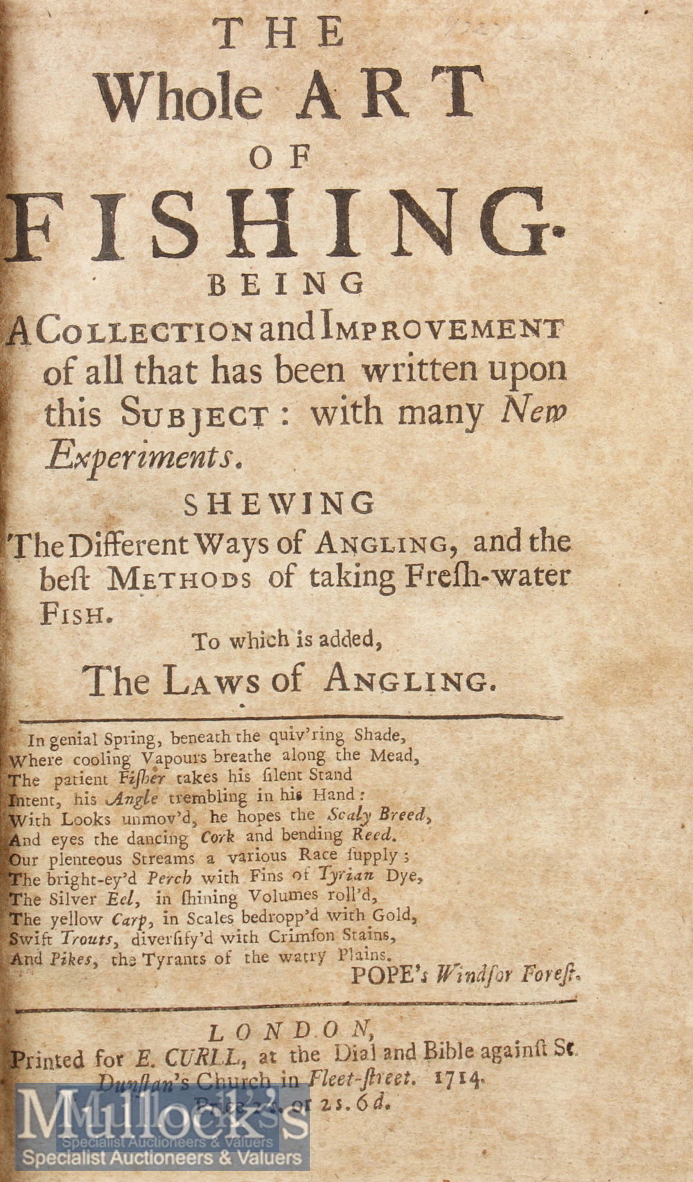 Scarce 300yr Old Fishing Book: Anon. titled “The Whole Art of Fishing – to which is added The Laws - Image 2 of 2