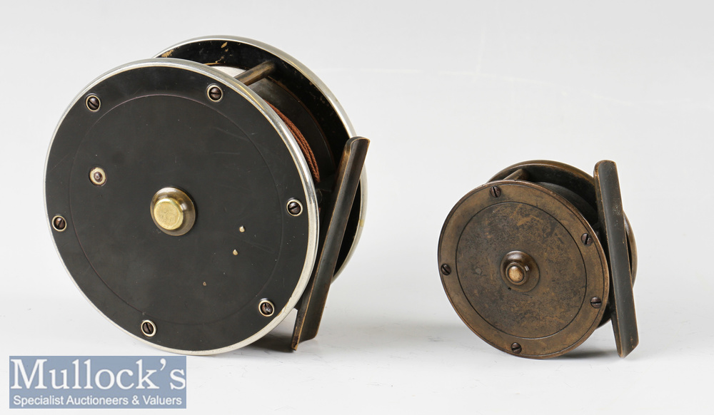 1890s Pollockshields Angling Club Presentation Reels to include a 4” brass and ebonite reel engraved - Image 2 of 2