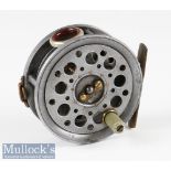 Rare and interesting W H Dingley left hand wind silent check 3.25” alloy fly reel – c/w red agate