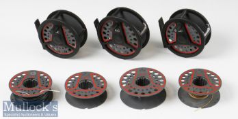 Leeda LC 100 and 80 fly reels include 1x 100 model and 2x 80 models plus a 60, 80 (x2) and 100