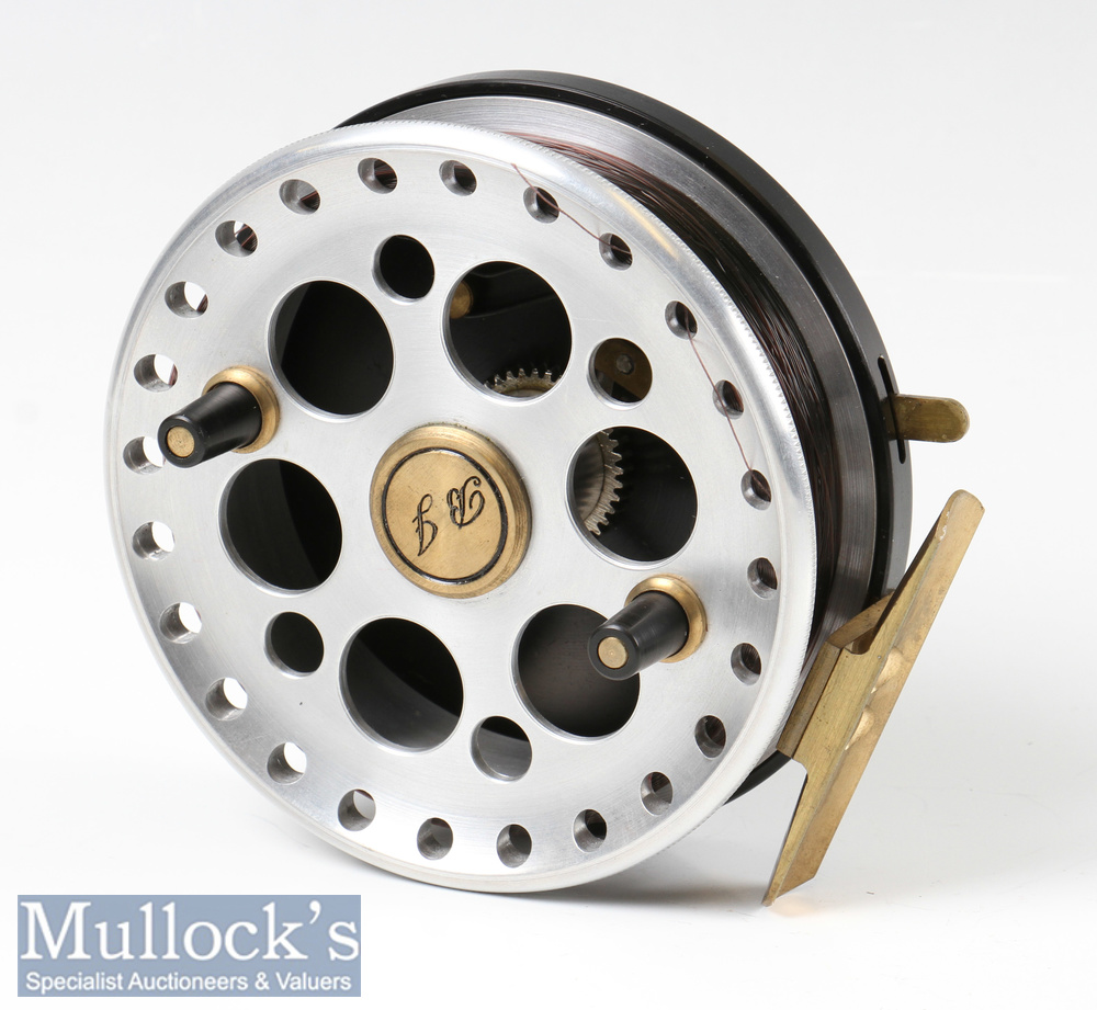 Fine Bob James 4 ½” alloy centrepin reel with rim on/off check, spins forever, in very good - Image 2 of 3