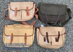 4x Various canvas fishing tackle bags, varying styles, generally with straps, all appear in good