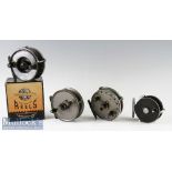 Various J W Young Selection of Reels to include 4” Freedex centrepin reel with dimple handles, a 3