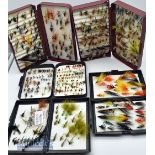 Fly Boxes and Flies Selection (5) incl assorted dry, salmon and trout flies, with some double hook