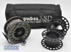 Good Snowbee XSD Precision System Salmon Fly Reel c/w 2x spare spools and makers fitted black case –